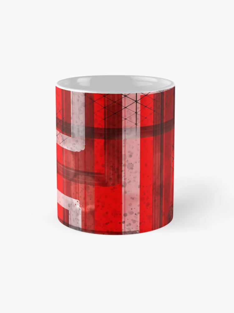 Thumbnail 4 of 6, Coffee Mug, Mod Red Industrial Abstract Geographic Pattern designed and sold by ChromaticAddict.