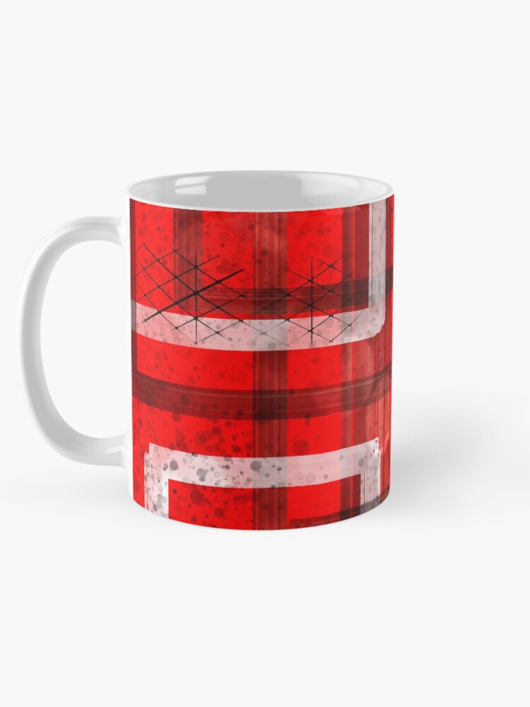 Thumbnail 5 of 6, Coffee Mug, Mod Red Industrial Abstract Geographic Pattern designed and sold by ChromaticAddict.