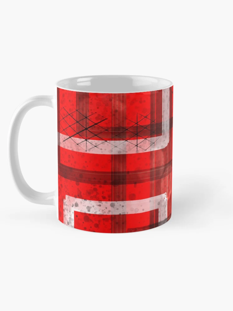 Thumbnail 5 of 6, Coffee Mug, Mod Red Industrial Abstract Geographic Pattern designed and sold by ChromaticAddict.