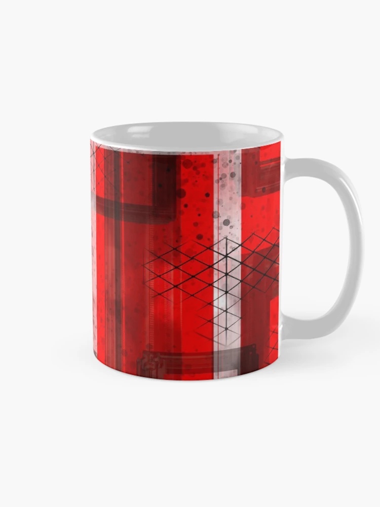 Thumbnail 3 of 6, Coffee Mug, Mod Red Industrial Abstract Geographic Pattern designed and sold by ChromaticAddict.