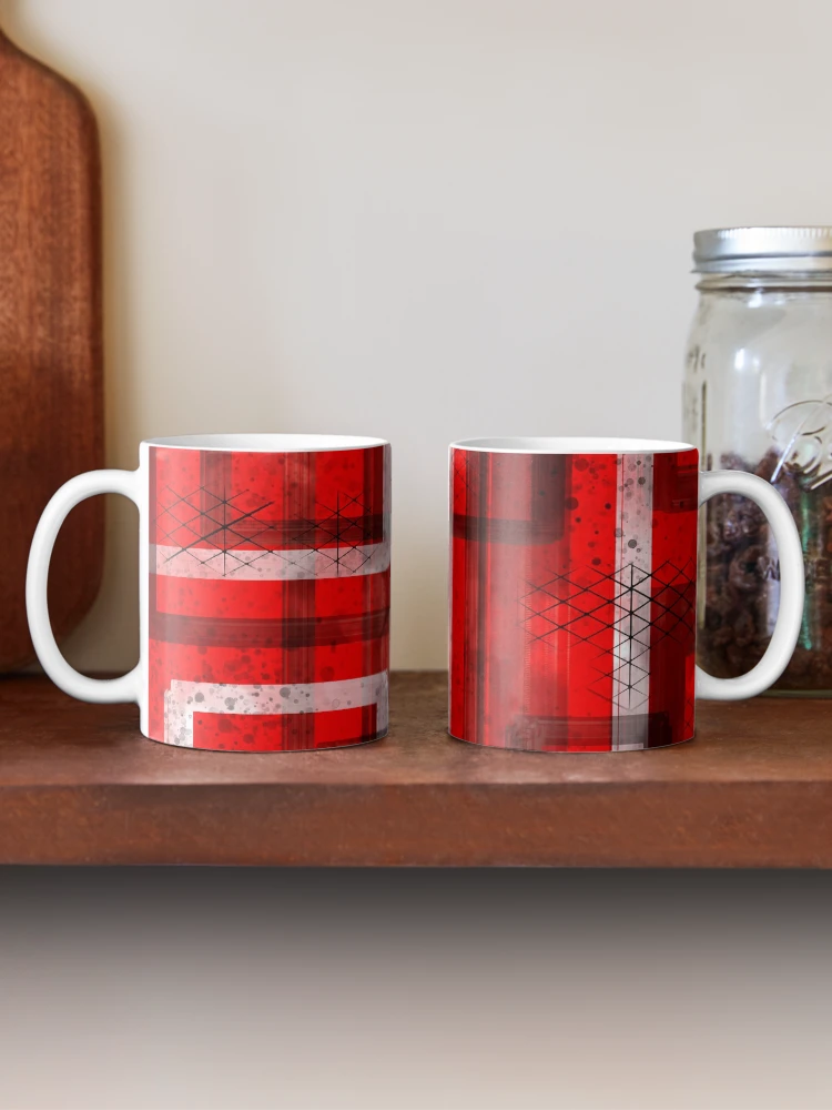 Thumbnail 2 of 6, Coffee Mug, Mod Red Industrial Abstract Geographic Pattern designed and sold by ChromaticAddict.