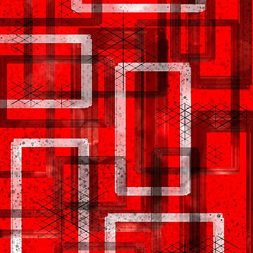 Artwork thumbnail, Mod Red Industrial Abstract Geographic Pattern by ChromaticAddict