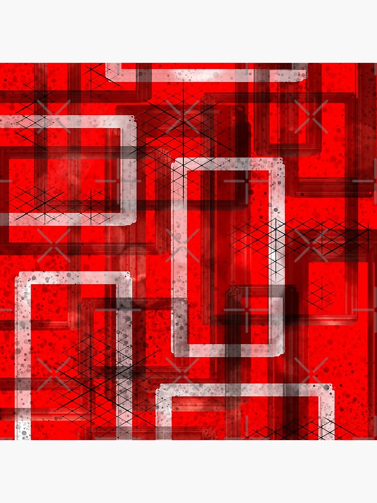 Thumbnail 4 of 4, Clock, Mod Red Industrial Abstract Geographic Pattern designed and sold by ChromaticAddict.