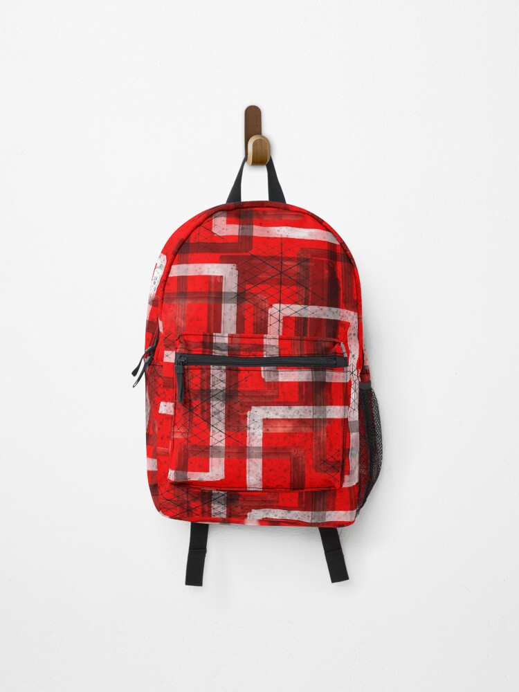 Thumbnail 1 of 3, Backpack, Mod Red Industrial Abstract Geographic Pattern designed and sold by ChromaticAddict.