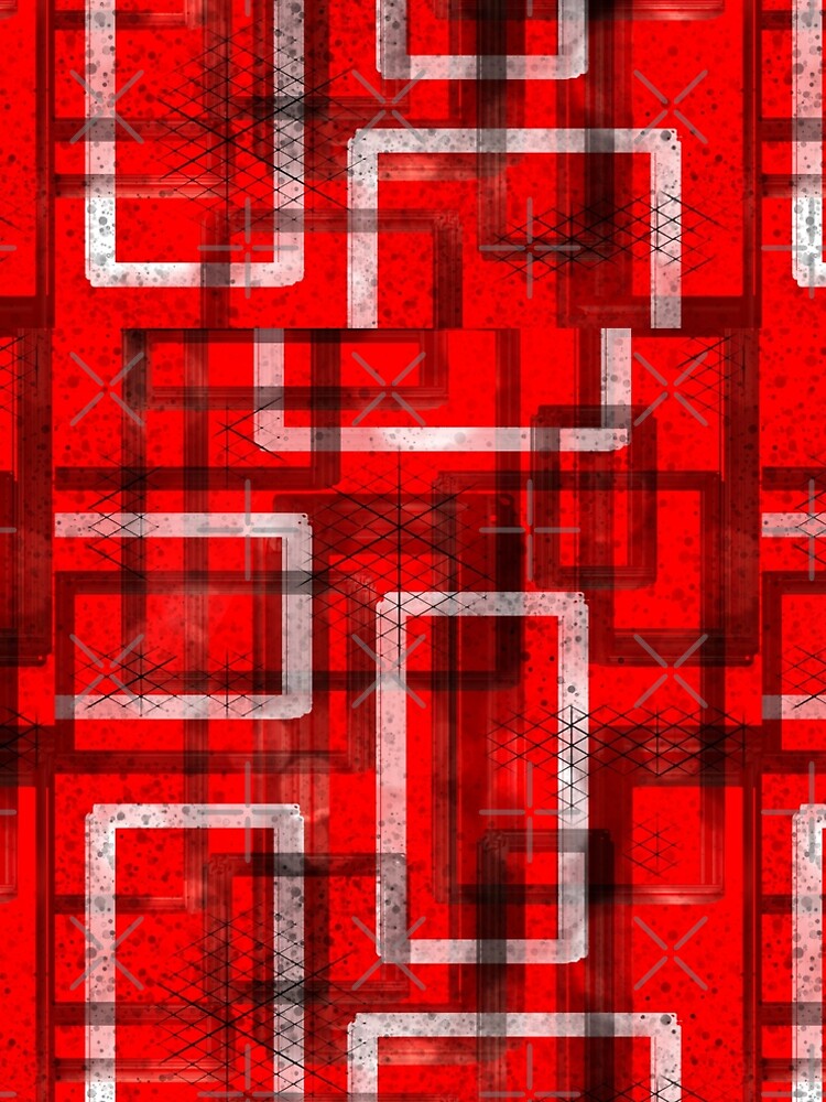 Thumbnail 5 of 5, A-Line Dress, Mod Red Industrial Abstract Geographic Pattern designed and sold by ChromaticAddict.