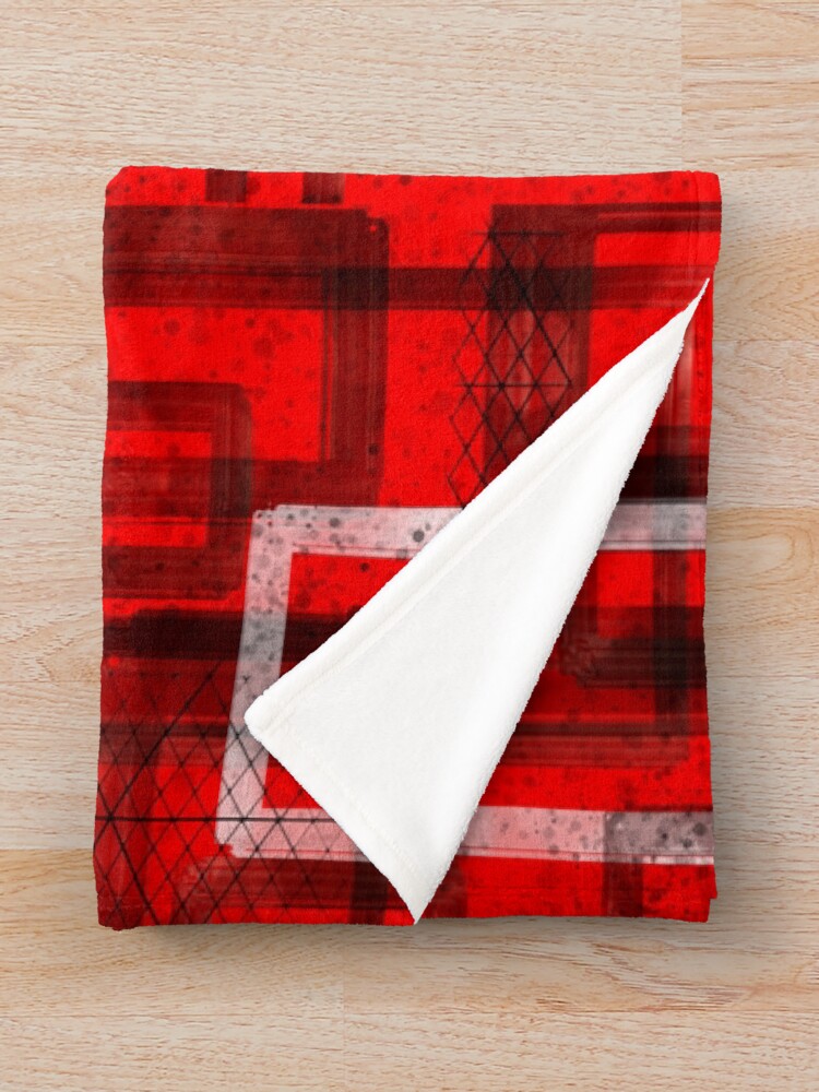 Thumbnail 3 of 6, Throw Blanket, Mod Red Industrial Abstract Geographic Pattern designed and sold by ChromaticAddict.