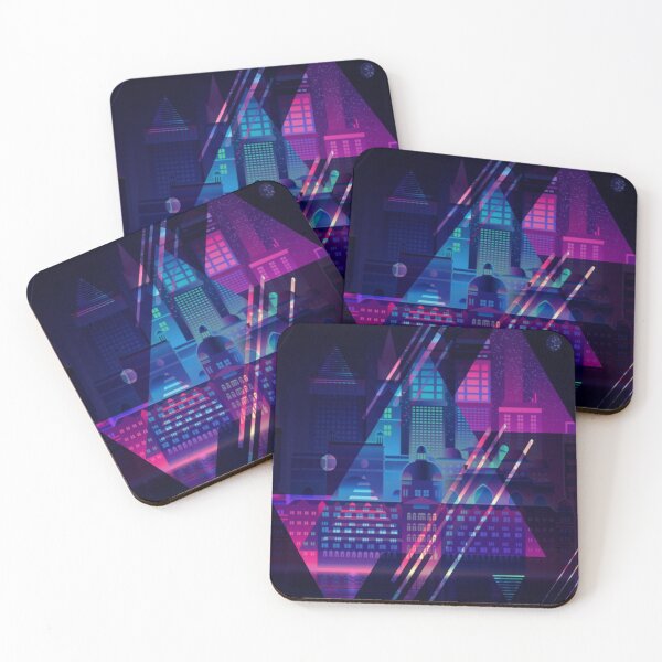 Item preview, Skyline de la ciudad de Synthwave designed and sold by EightWinds.