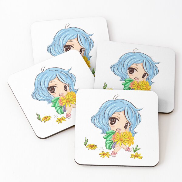 Item preview, Chibi little girl and yellow chrysanthemum designed and sold by Ricky Lee.