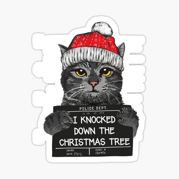 Item preview, I Knocked Down Christmas Tree - Funny Cat Christmas designed and sold by Doa-ibu.