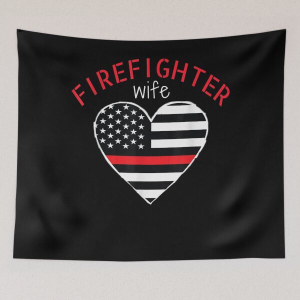 Item preview, Firefighter Wife Thin Red Line Flag Heart Flag Wives Fireman designed and sold by TheBloom98.