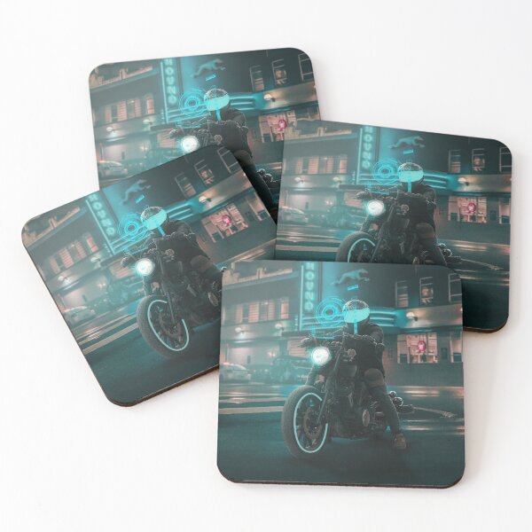 Item preview, cyberpunk blue neon bike rider designed and sold by ambientpixel.