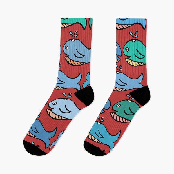 Item preview, Cute and Colorful Whale Pattern (red) designed and sold by Davey's Designs.