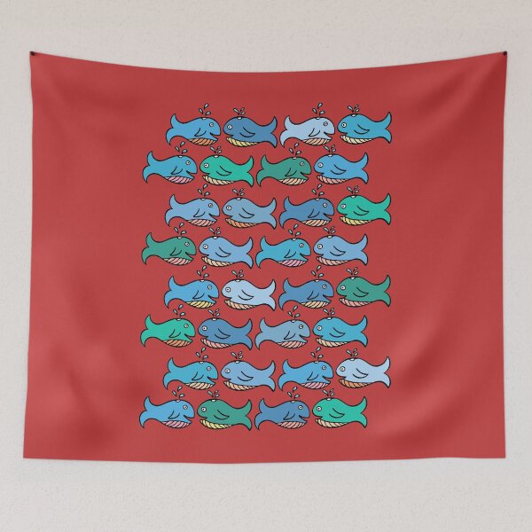 Item preview, Cute and Colorful Whale Pattern (red) designed and sold by Davey's Designs.