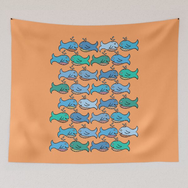 Item preview, Cute and Colorful Whale Pattern (orange) designed and sold by Davey's Designs.