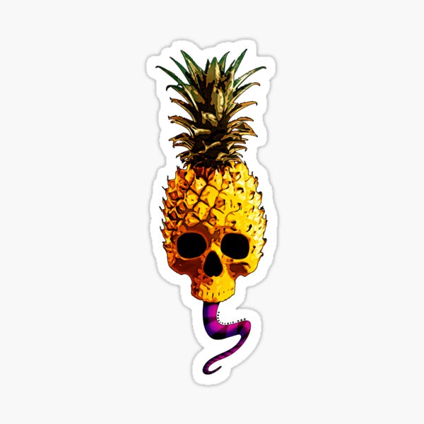 Skull Pineapple - Grunge Fruit Skull Sticker