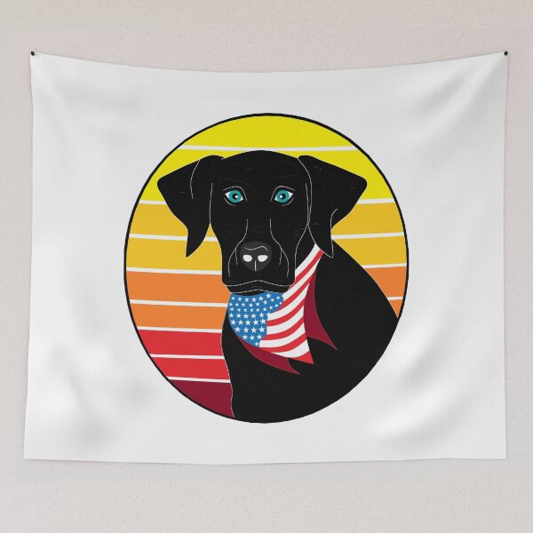 Item preview, Vintage Black Labrador with the USA Flag Scarf - Retro designed and sold by Georgiodaccache.