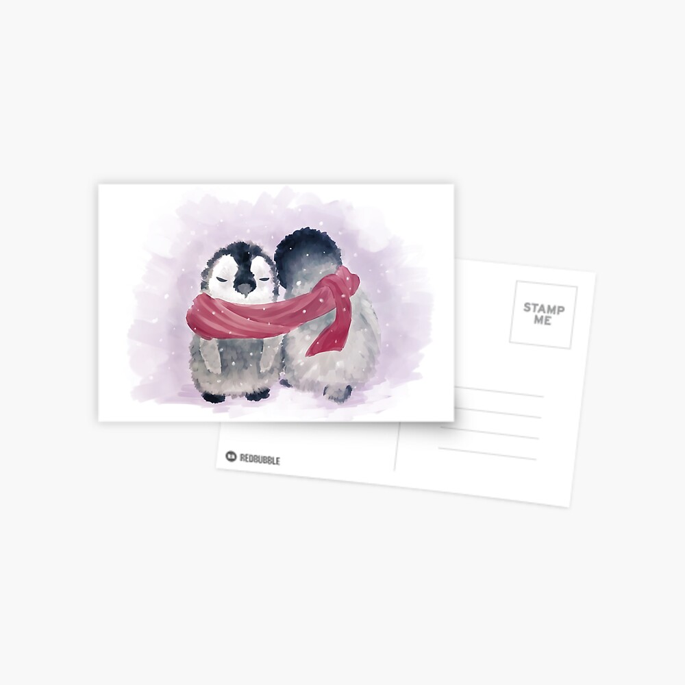 Penguin Cuddle Postcard