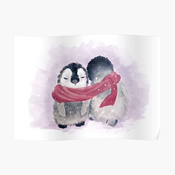 Penguin Cuddle Poster