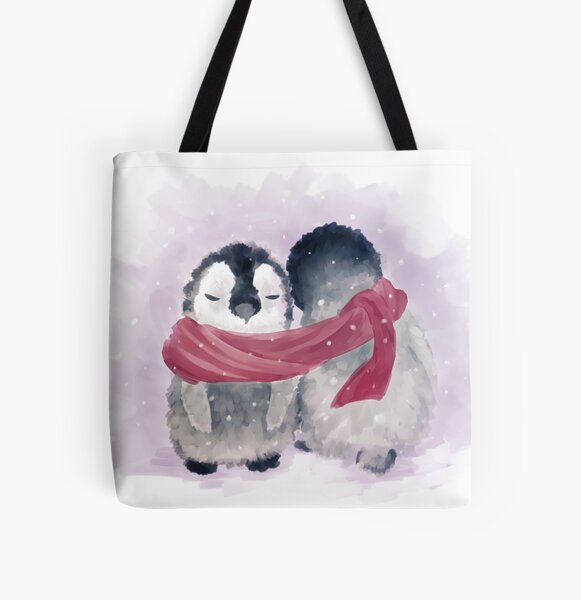 Penguin Cuddle All Over Print Tote Bag