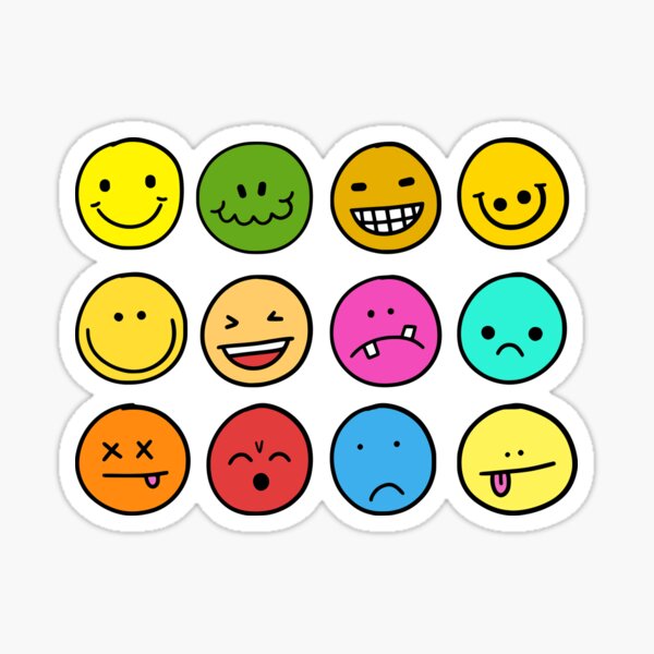 set 4 mockup printable emoji stickers stickers set of emoji sticker