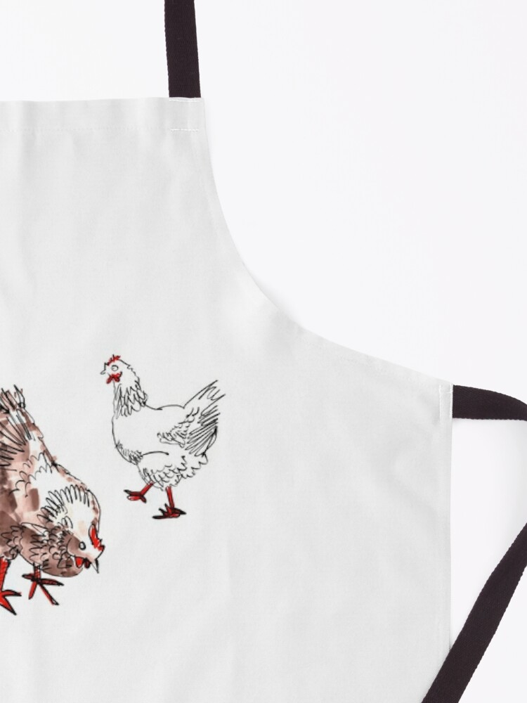 Schürze mit Chicken Run  // Free roaming chicken // Chicken run // Chicken sketch with watercolor, designt und verkauft von apd-sign