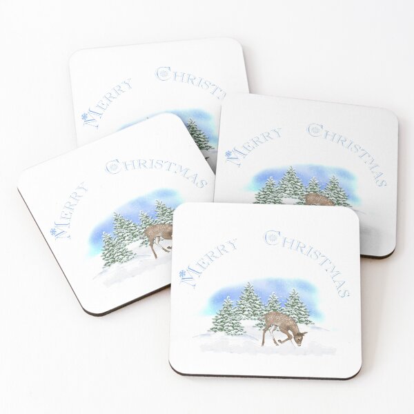 Merry Christmas Rudolph Coasters (Set of 4)