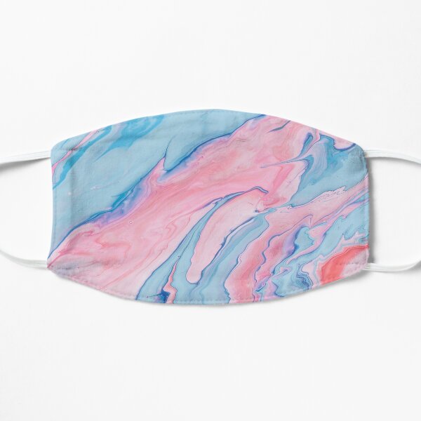 Aesthetic blue and pink  marble  Flat Mask