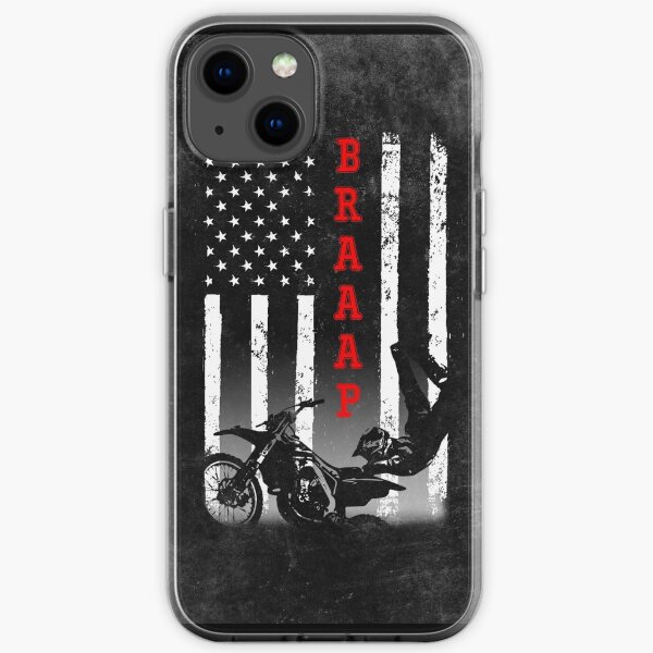 Motocross amerikanische Flagge schwarz iPhone Flexible Hülle