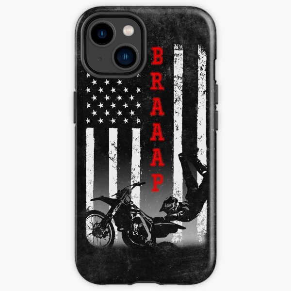 motocross american flag black iPhone Tough Case