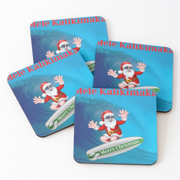Item preview,  Mele Kalikimaka Santa surfing designed and sold by WoodburyLake.