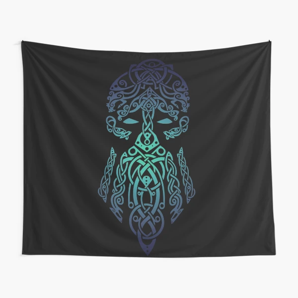 Tyr, Norse God of War, Law and Justice - Red and Black Tapestry