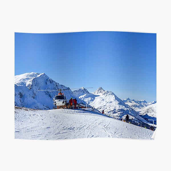 Helicopter on the ski slope, rescue Poster