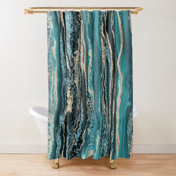 Turquoise and shop gold shower curtain