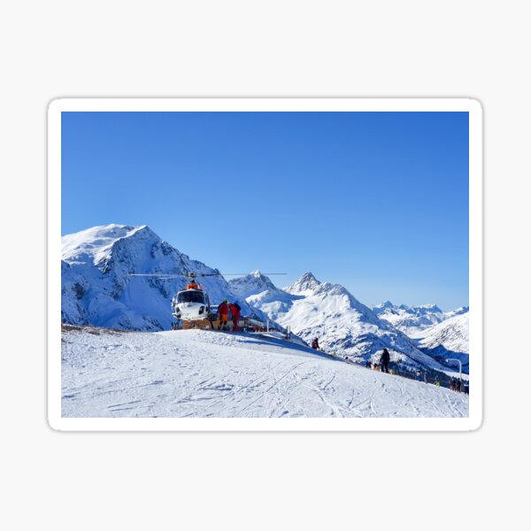 Helicopter on the ski slope, rescue Sticker