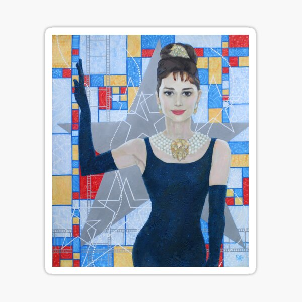 Audrey Hepburn, Old Hollywood, Famous Woman, Celebrity Portrait Sticker