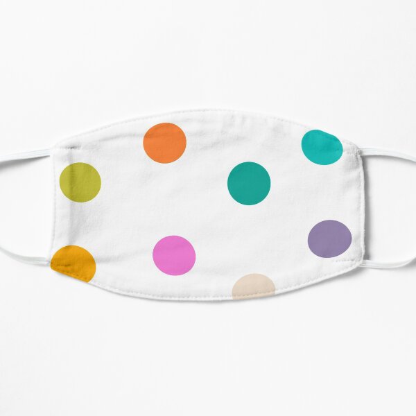 Colourful Dots Large on White Flat Mask