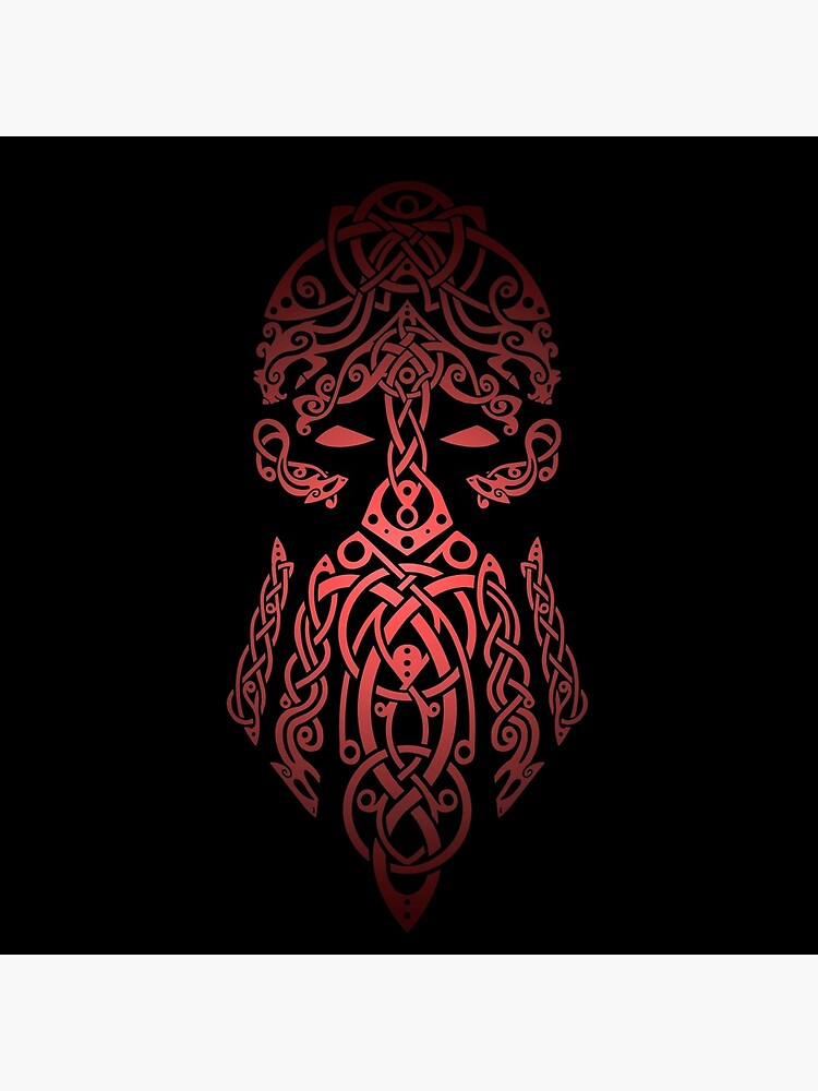 Tyr, Norse God of War, Law and Justice - Red and Black Art Board