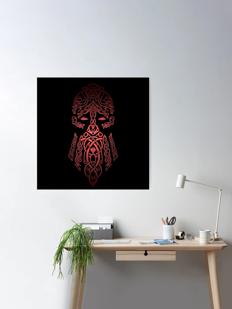 Tyr, Norse God of War, Law and Justice - Red and Black Tapestry