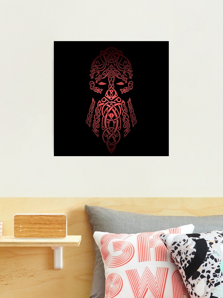 Tyr, Norse God of War, Law and Justice - Red and Black Tapestry