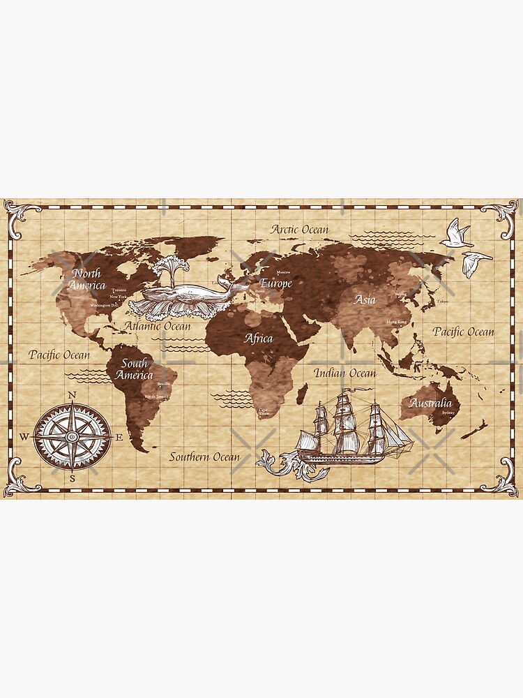 4K Vintage World Continents Map With Drawing | HD Vintage Continents ...