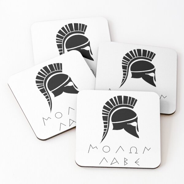 Item preview, "Molon Labe" Spartan defiance with ancient helmet designed and sold by Happy Puppy Print On Demand.