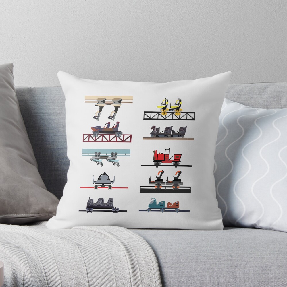 Alton Towers Coaster Cars Design Throw Pillow