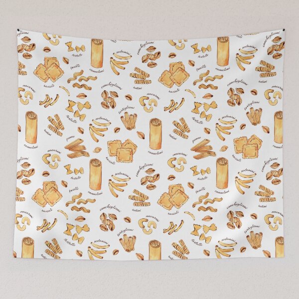 Item preview, Types of Pasta on white watercolor pattern designed and sold by AnjeseAnna.