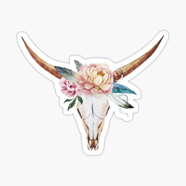 Item preview, Skull with watercolour flowers designed and sold by joellis.