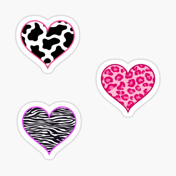 y2k animal print hearts sticker pack\