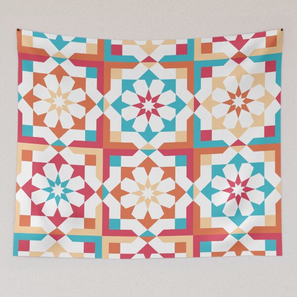 Item preview, Geometric Shapes Retro Abstract Multi Color Pattern designed and sold by flare-creative.