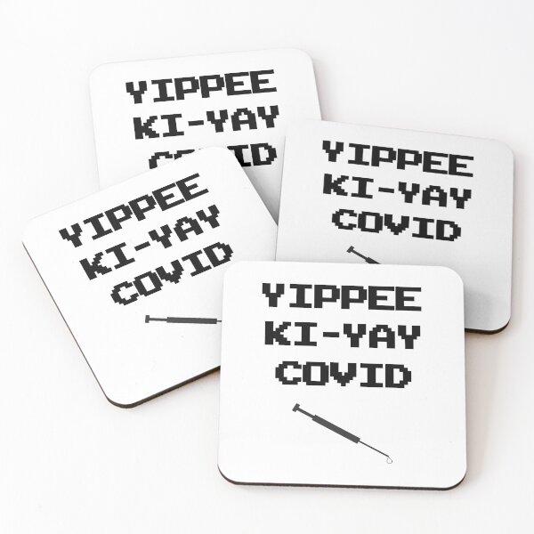 Item preview, Yippee ki yay COVID - funny vaccine retro vintage arcade style black typography designed and sold by Deegital18.