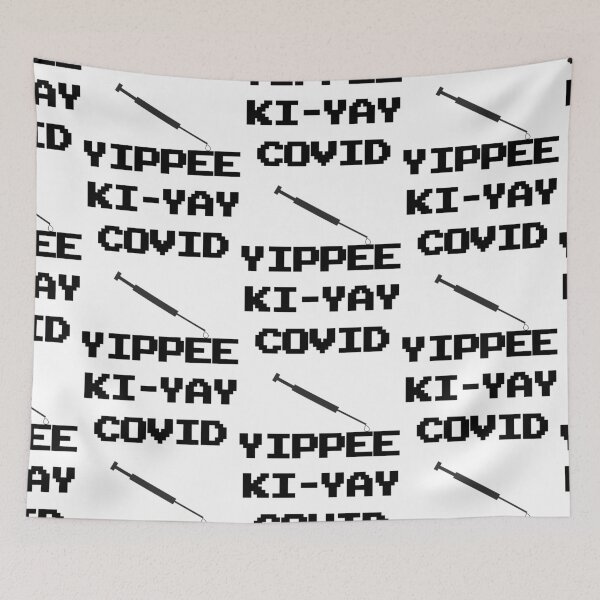 Item preview, Yippee ki yay COVID - funny vaccine retro vintage arcade style black typography designed and sold by Deegital18.