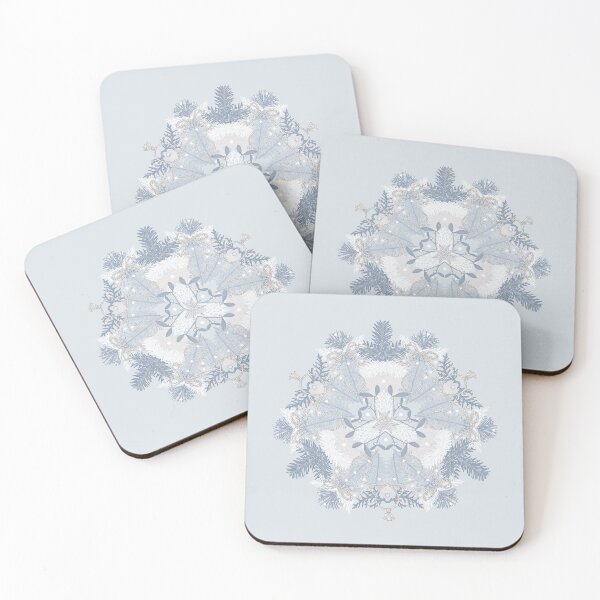 Item preview, Winter Evergreens Illustration On Blue designed and sold by karolfuldesigns.