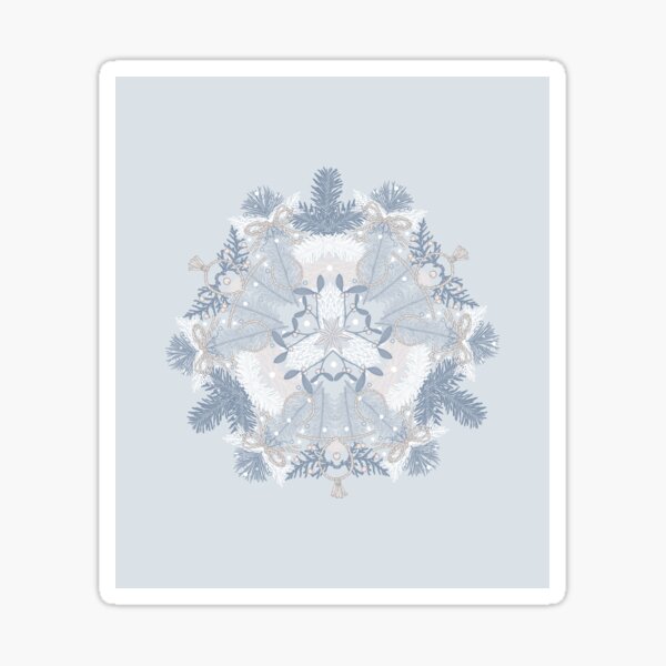 Winter Evergreens Illustration On Blue Sticker
